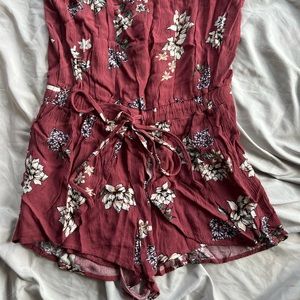 dark rose floral romper